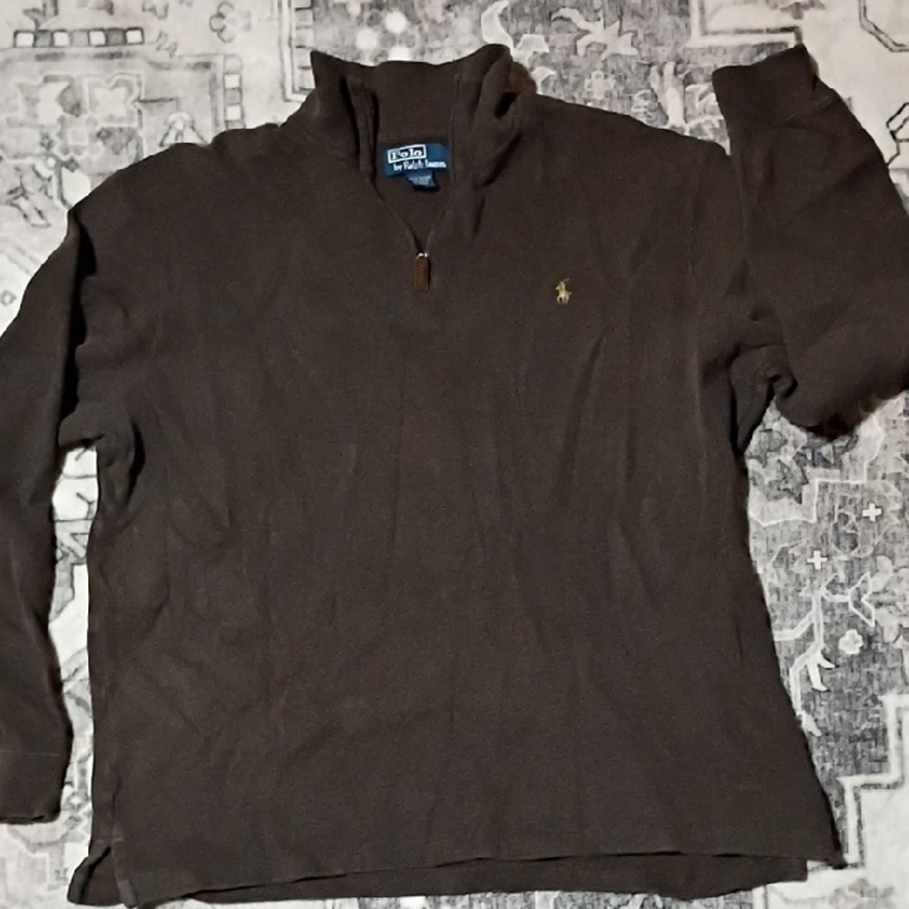 Polo Brown Half-Zip Pullover Sweater
